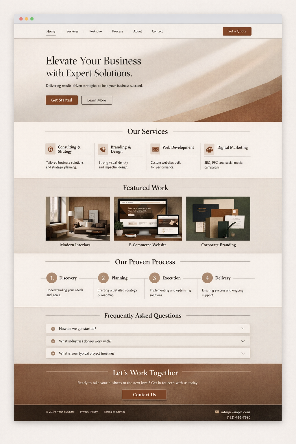 View of a business website for a service company
